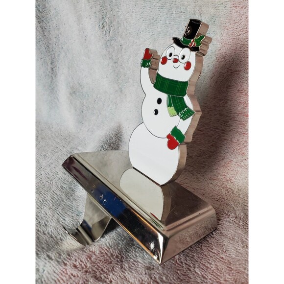 Snowman Christmas Stocking Holder Holiday Hanger Wondershop Green Waving Hello - Picture 2 of 6